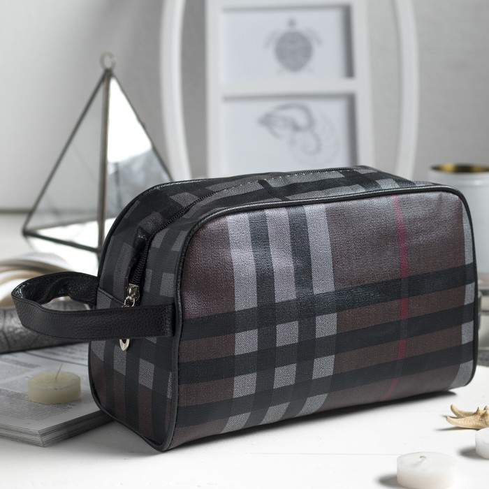 Косметичка дорожная на молнии "Стюарт", 1 отдел, с ручкой, цвет коричневый