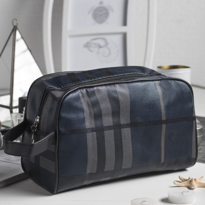 Косметичка дорожная на молнии "Стюарт", 1 отдел, с ручкой, цвет синий