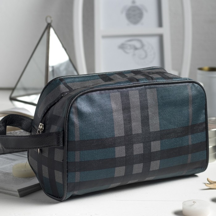 Косметичка дорожная на молнии "Стюарт", 1 отдел, с ручкой, цвет зелёный