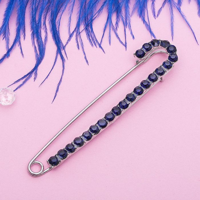 Булавка "Россыпь страз", цвет синий в серебре