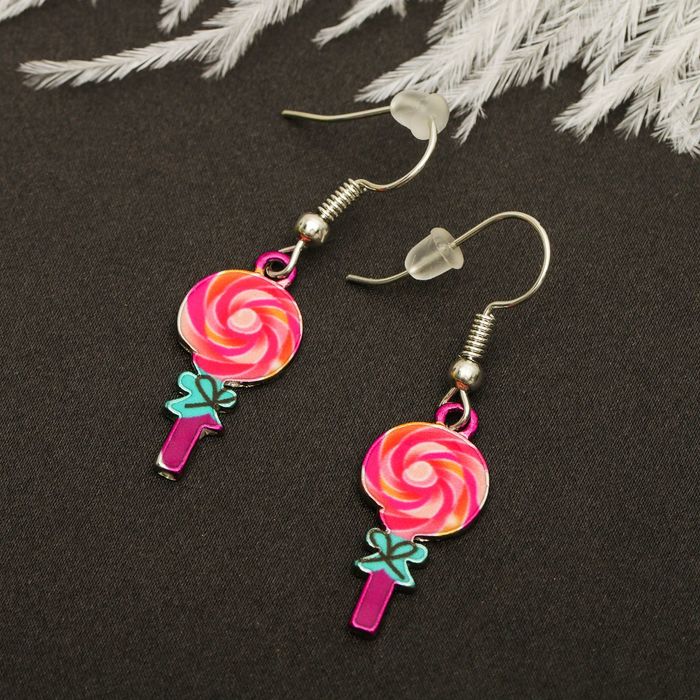 Серьги эмаль "Мульти" леденец, цветные