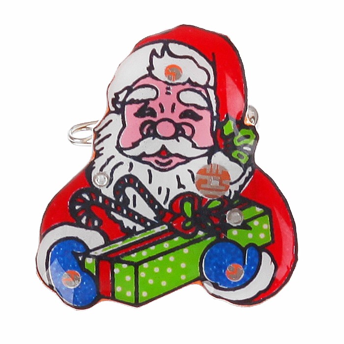 Значок световой "Дед Мороз" с подарком