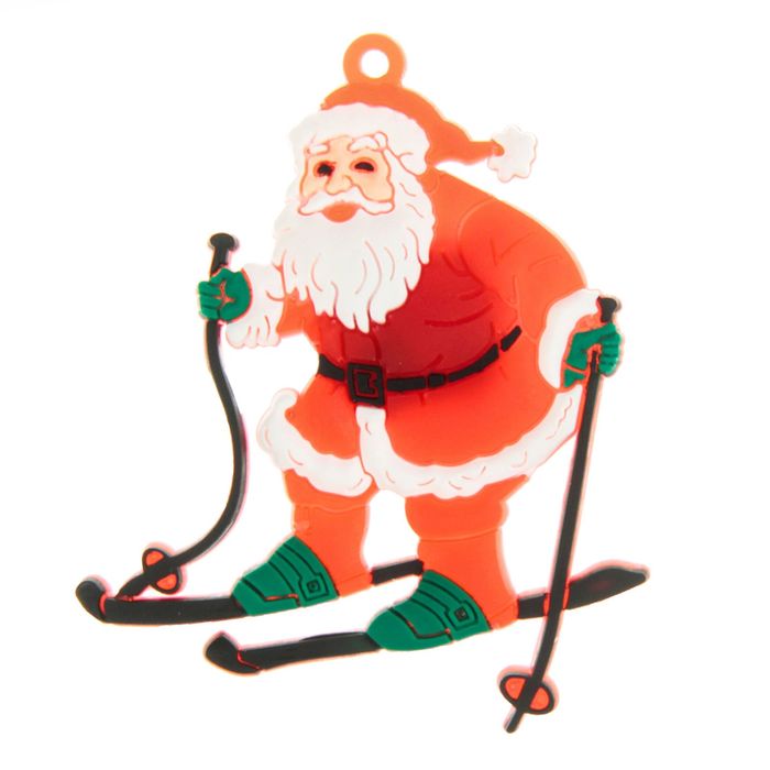 Значок световой "Дед Мороз" на лыжах