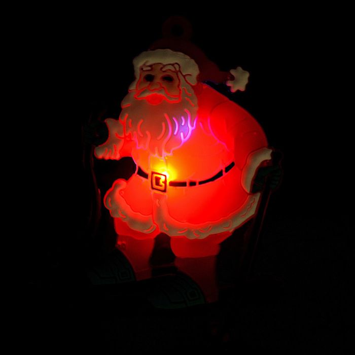 Значок световой "Дед Мороз" на лыжах