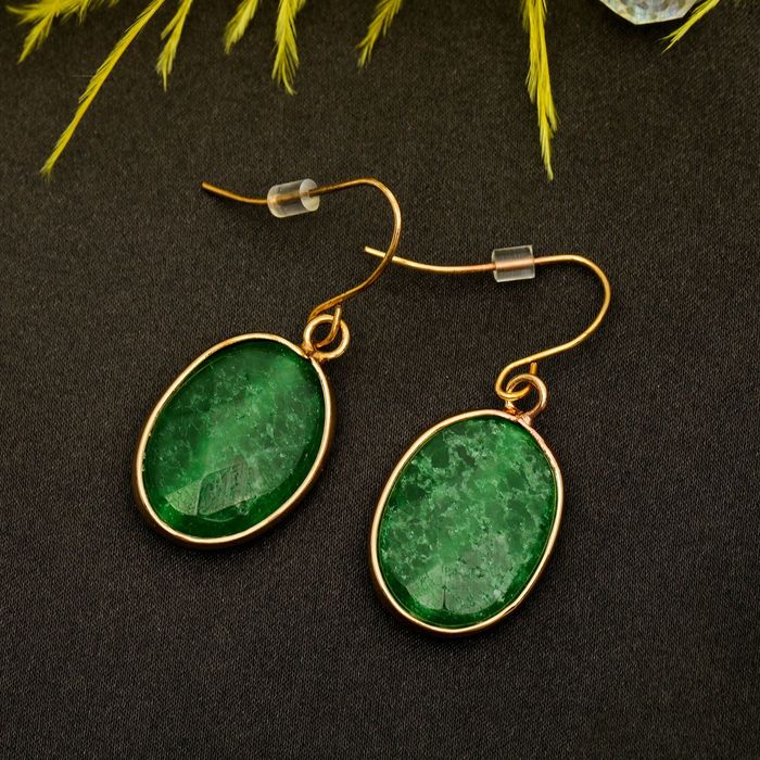 Серьги "Нэйчерэл" овал, амазонит
