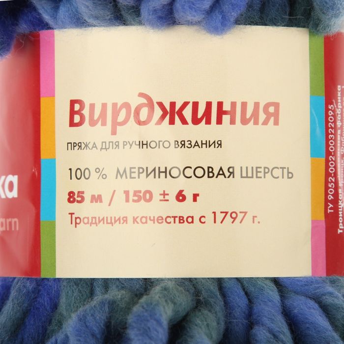 Пряжа "Вирджиния" 100% мериносовая шерсть 85м/150гр (4367, секционный)