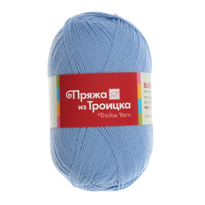 Пряжа "Водопад" 70% шерсть, 30% капрон 400м/100гр (0300, светло-голубой)