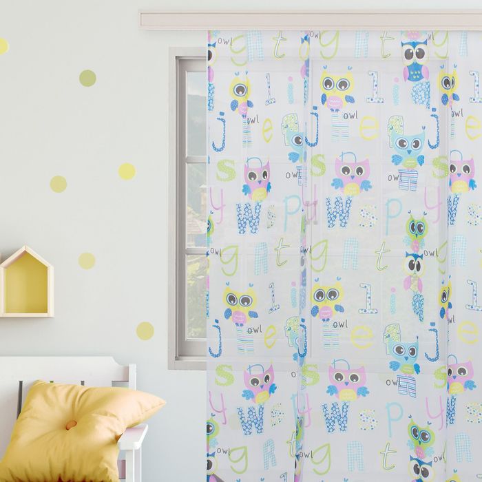 Тюль "Этель" в детскую Совята без утяжелителя, ширина 135 см, высота 270 см