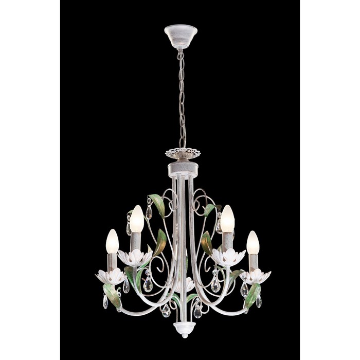 Люстра "Адория" 5x60W E14 белое золото,зеленый