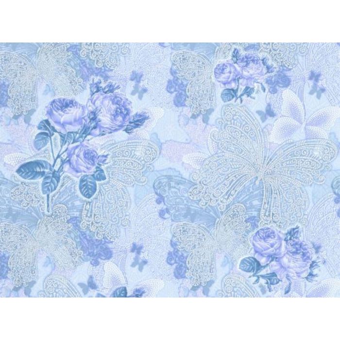 Обои акриловые 7104 (03) ПЕНА Флай бабочки-цветы голубые 0,53x10 м