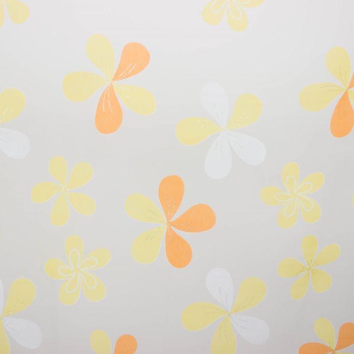 Тюль "Этель" Цветы лета (цвет оранжевый) без утяжелителя, ширина 135 см, высота 270 см