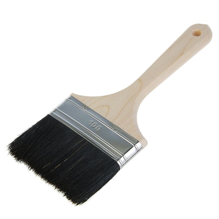 Кисть плоская "Лазурный берег", 100х14 мм, ручка дерево, натуральная щетина