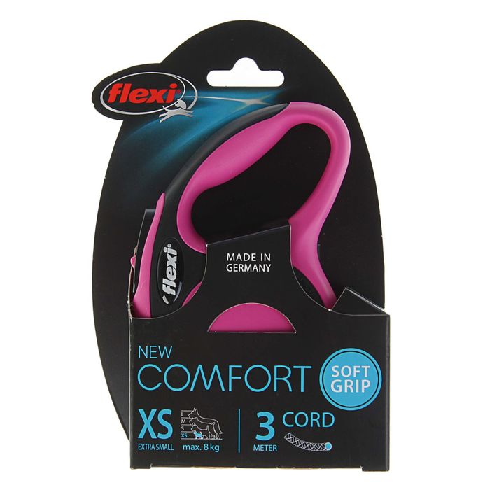 Рулетка Flexi New Comfort XS (до 8 кг) трос 3 м, черный/розовый