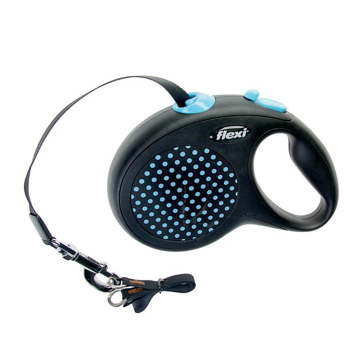 Рулетка Flexi Design L (до 50 кг) 5 м лента, черная/голубой горошек