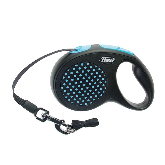 Рулетка Flexi Design M (до 25 кг) 5 м лента, черная/голубой горошек