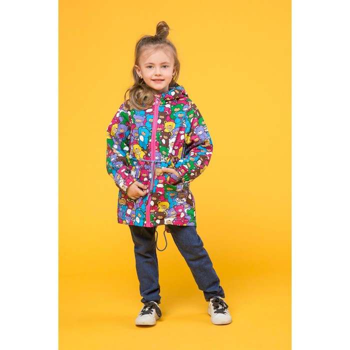 Куртка для девочки, рост 98 см, принт мишки