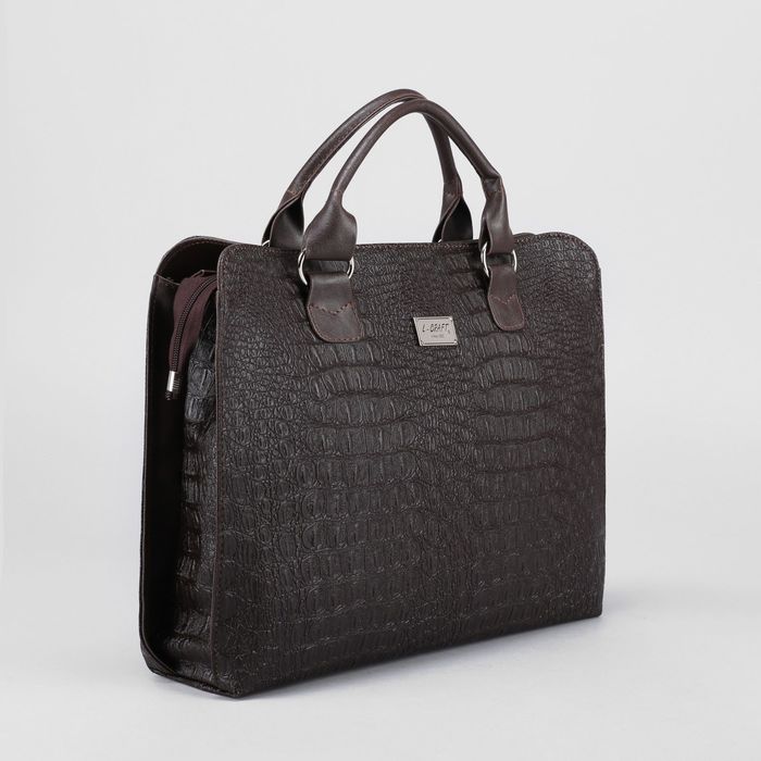 Сумка женская, 1 отдел на молнии, наружный карман, крокодил, цвет коричневый