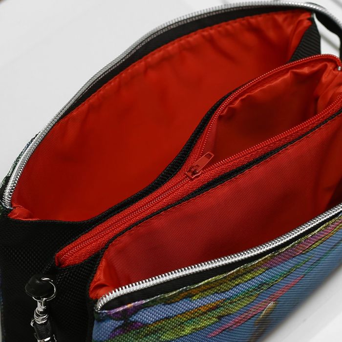 Косметичка простая на молнии "Лотос", 3 отдела, цвет синий