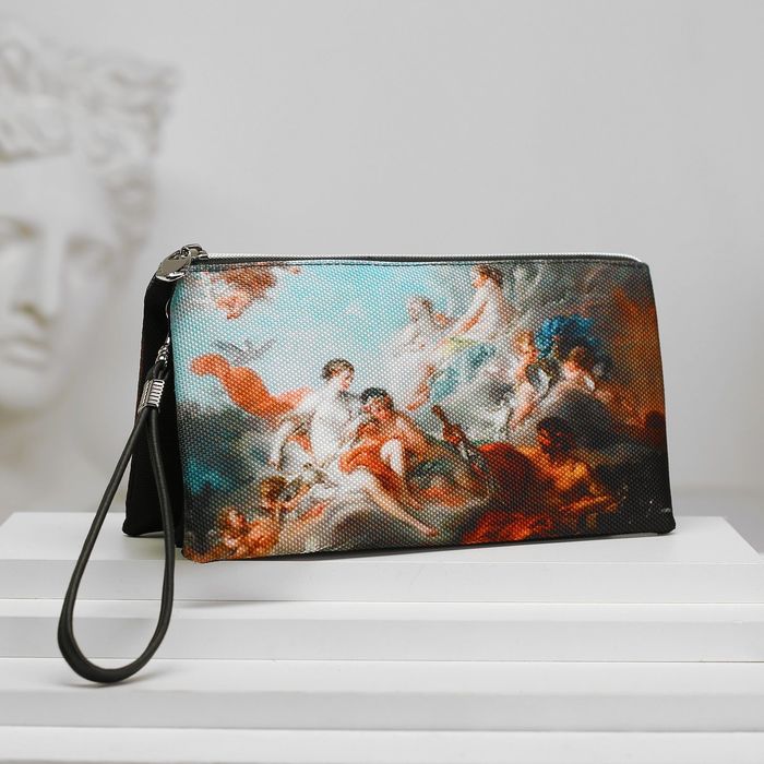 Косметичка простая на молнии "Ангелы", 3 отдела, разноцветная