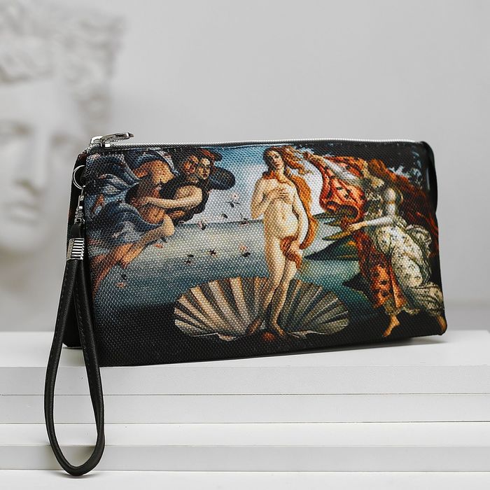 Косметичка простая на молнии "Рождение Венеры", 3 отдела, разноцветная