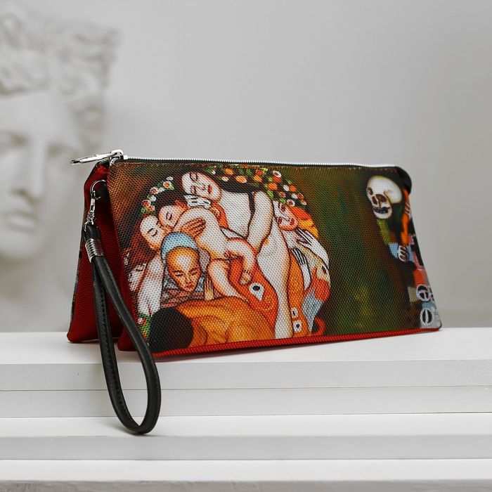 Косметичка простая на молнии "Смерть и жизнь", 3 отдела, разноцветная