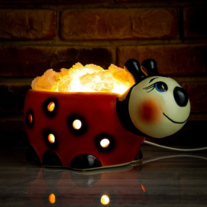 Светильник соляной "Божья коровка", малая, керамическое основание, 5-6 кг