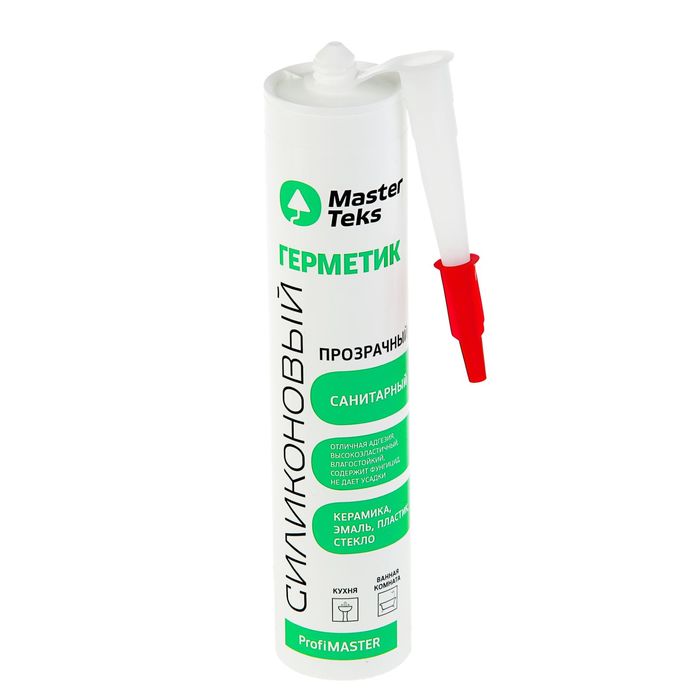 Герметик силиконовый MasterTeks PM, санитарный, 290 мл, прозрачный