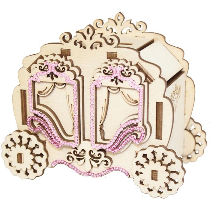 Набор для изготовления копилки из фанеры "Карета" с бисером, 12.1x8x10.2 см