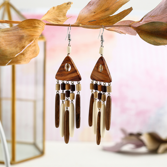 Серьги ручная работа, деревянные "Ракета", цвет коричневый