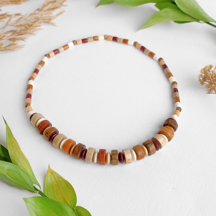 Бусы ручная работа, деревянные "Фенька", цвет тёмно-коричневый