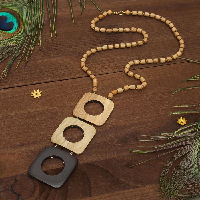 Кулон ручная работа, деревянный "Светофор", цвет коричневый