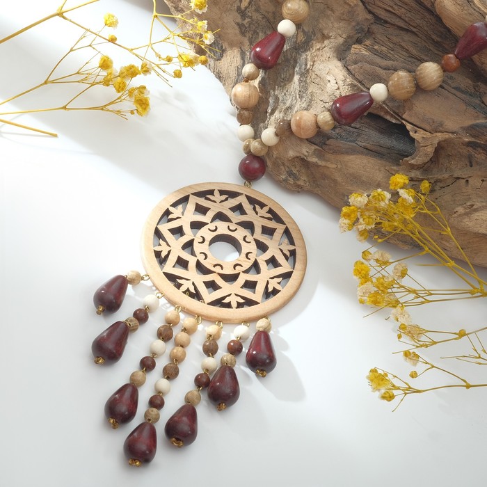 Кулон ручная работа, деревянный "Эмир", цвет светло-коричневый