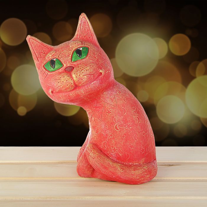 Садовая фигура "Лунный кот" цветной, 40х27х20