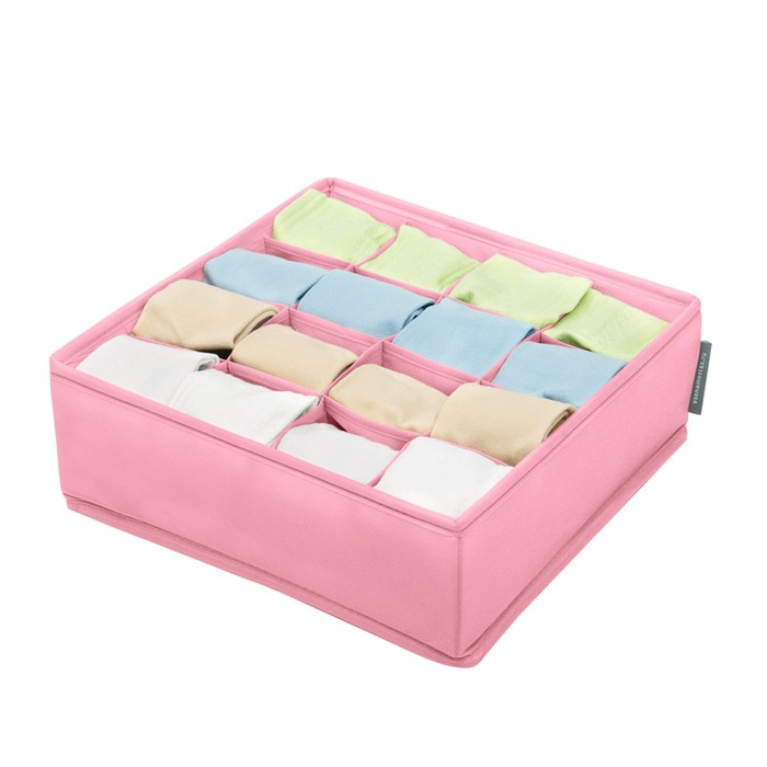 Органайзер для белья, 16 ячеек, цвет розовый