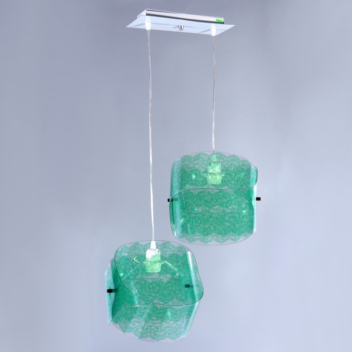 Люстра подвесная Модуль (Бантик-2) 2 лампы E27 40Вт зеленый (рюш)