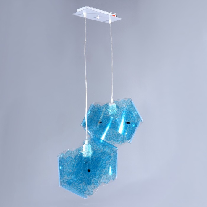 Люстра подвесная Модуль (Бантик-2) 2 лампы E27 40Вт синий (рюш)