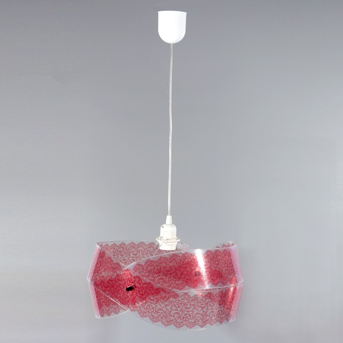 Люстра подвесная "Бантик" 1 лампа E27 40Вт красный (рюш)
