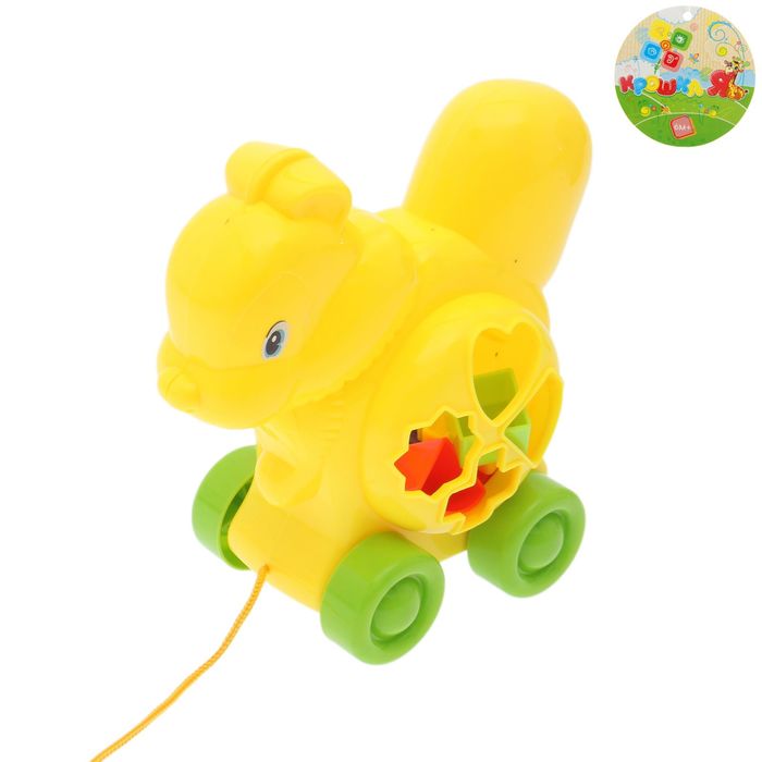 Каталка на верёвке «Белочка» с сортером, МИКС