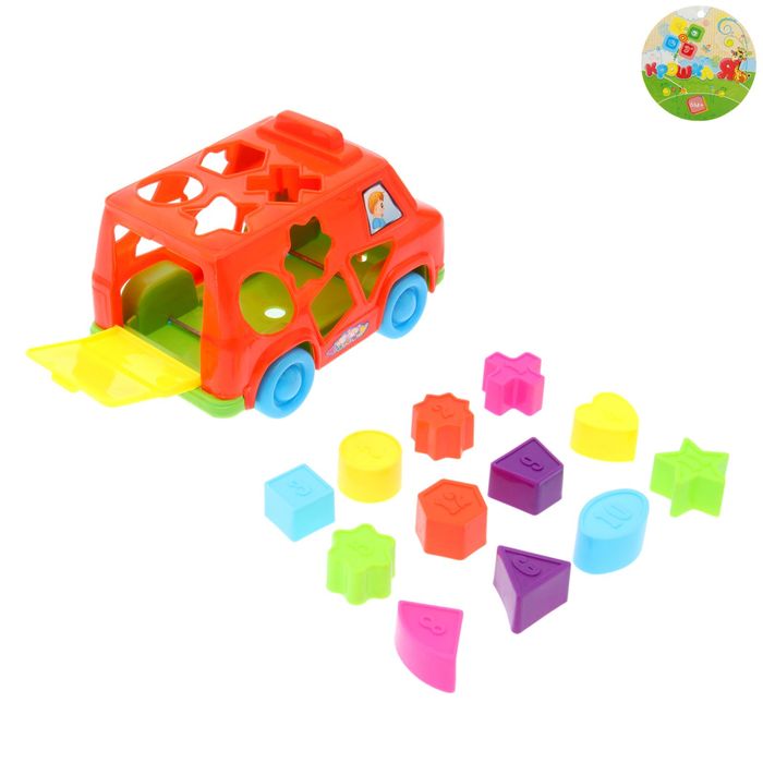 Каталка на верёвке «Автобус» с сортером, МИКС