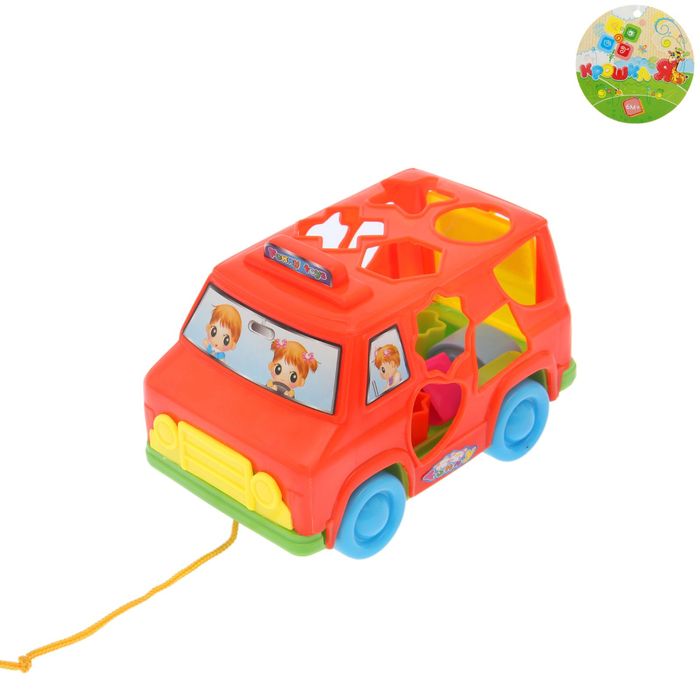 Каталка на верёвке «Автобус» с сортером, МИКС