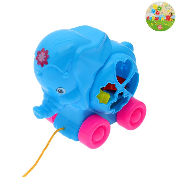 Каталка на верёвке «Слоник» с сортером, МИКС