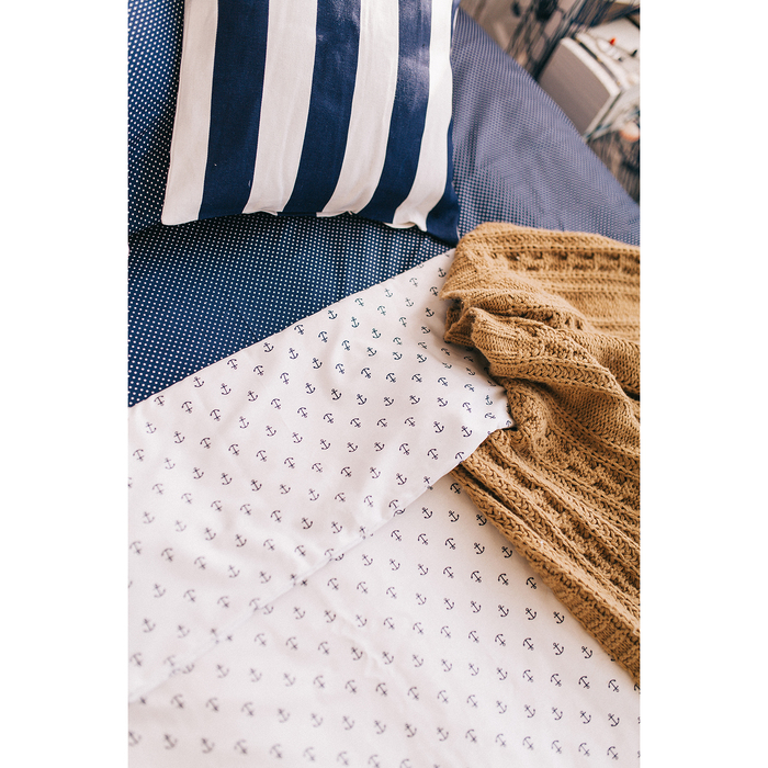 Постельное бельё "Этелька" Якоря 143х215 см, 150х214 см, 70х70 см, 100% хл, сатин