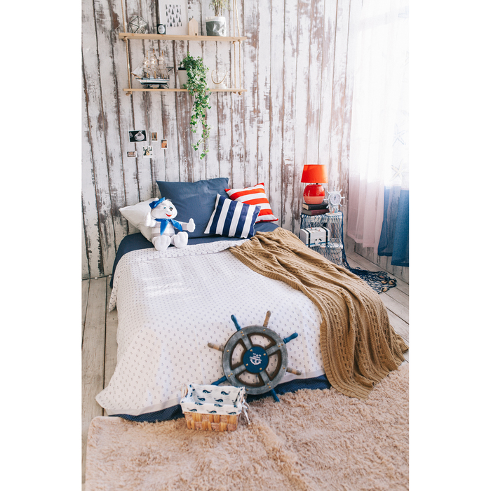 Постельное бельё "Этелька" Якоря 143х215 см, 150х214 см, 70х70 см, 100% хл, сатин