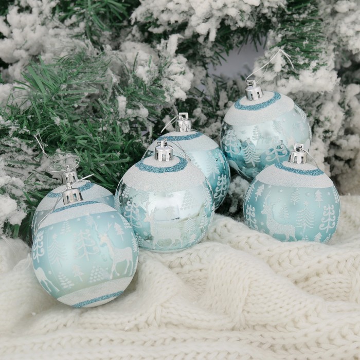 Новогодние шары "Скандинавия" (набор 6 шт.), бирюза