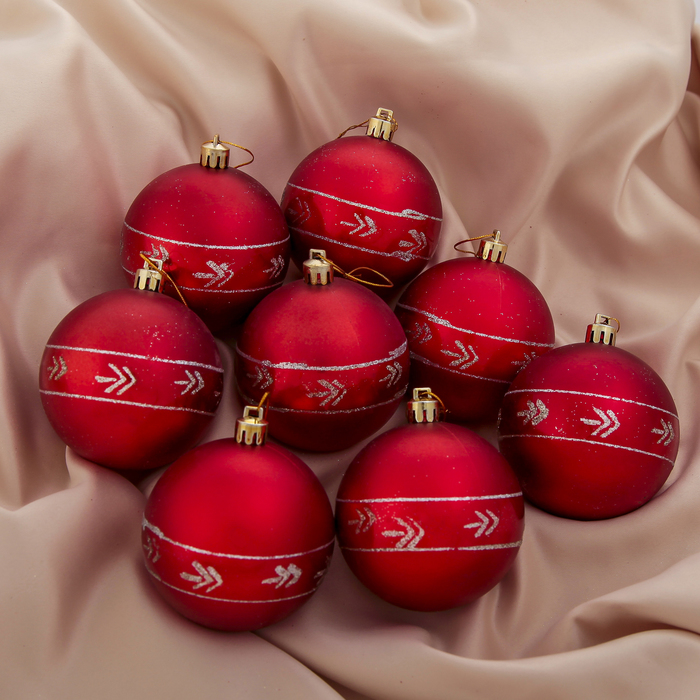 Новогодние шары "Галочки" (набор 8 шт.), красные