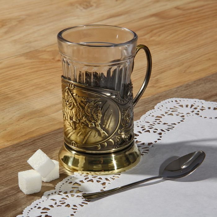 Подстаканник "Тройка", латунь