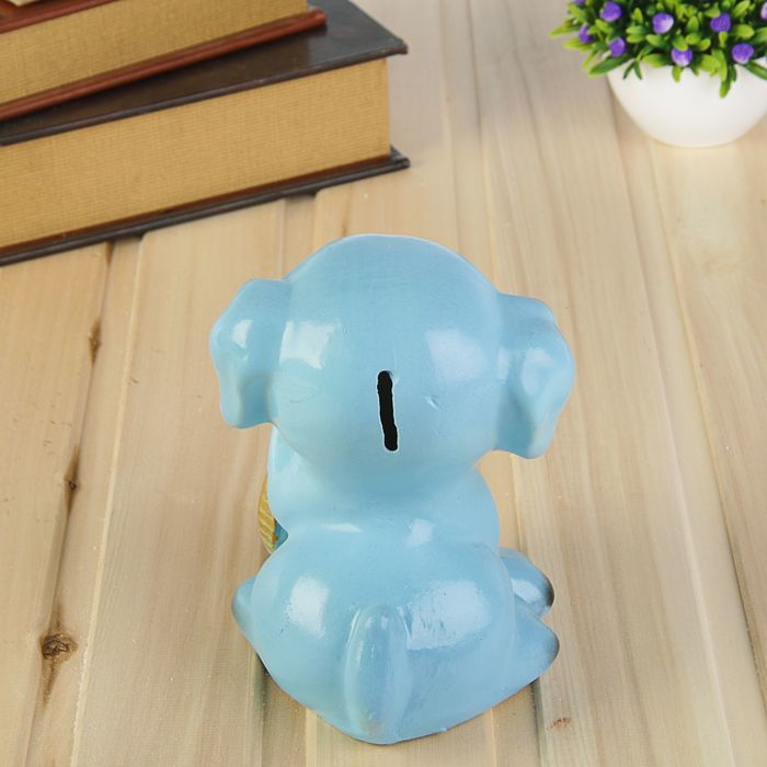 Копилка "Щенок с монетой" голубой, 20 см