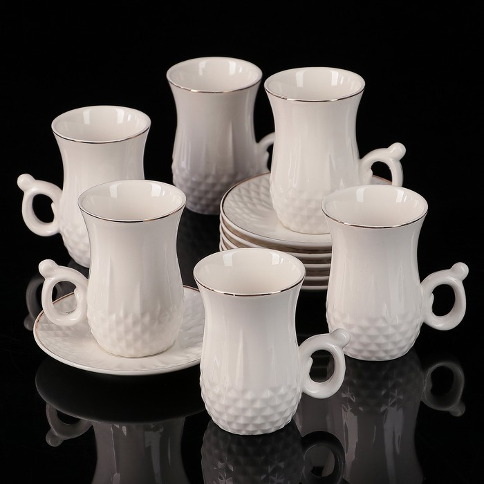 Сервиз кофейный "Мелек", 12 предметов: 6 чашек 110 мл, 6 блюдец