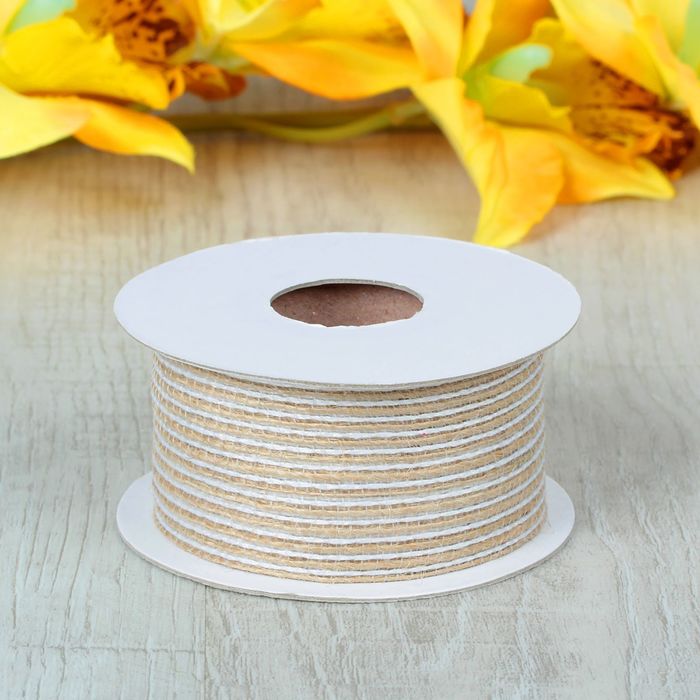 Лента холщовая "Полоски", 40мм, 4,5±1м, цвет бежевый