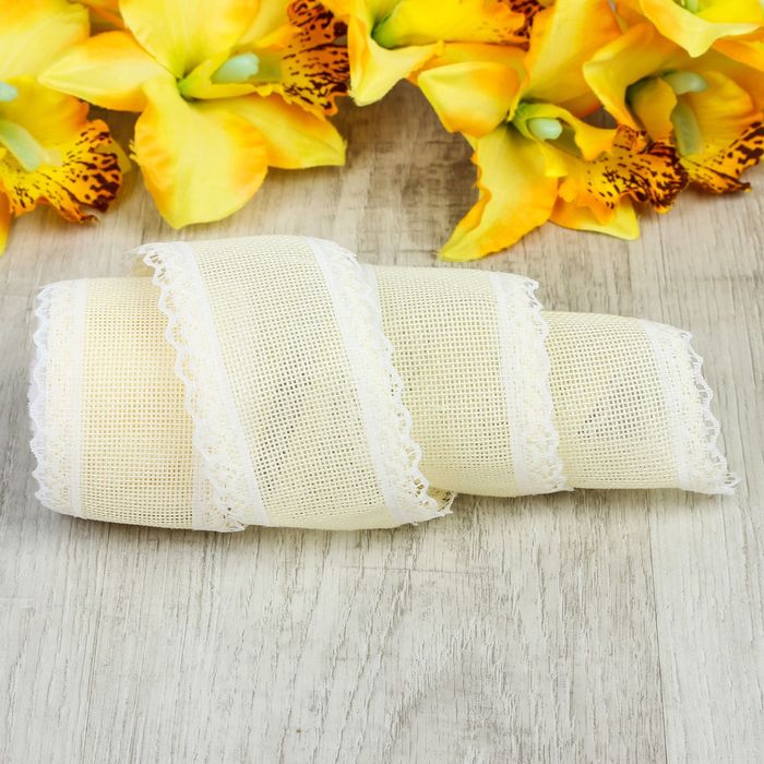 Лента холщовая "Кружево", 60мм, 4,5±1м, цвет белый